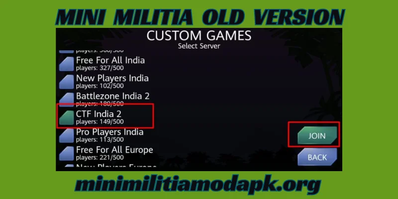 CREAT AND JOIN CUSTOM ROOM in old version of mini militia
